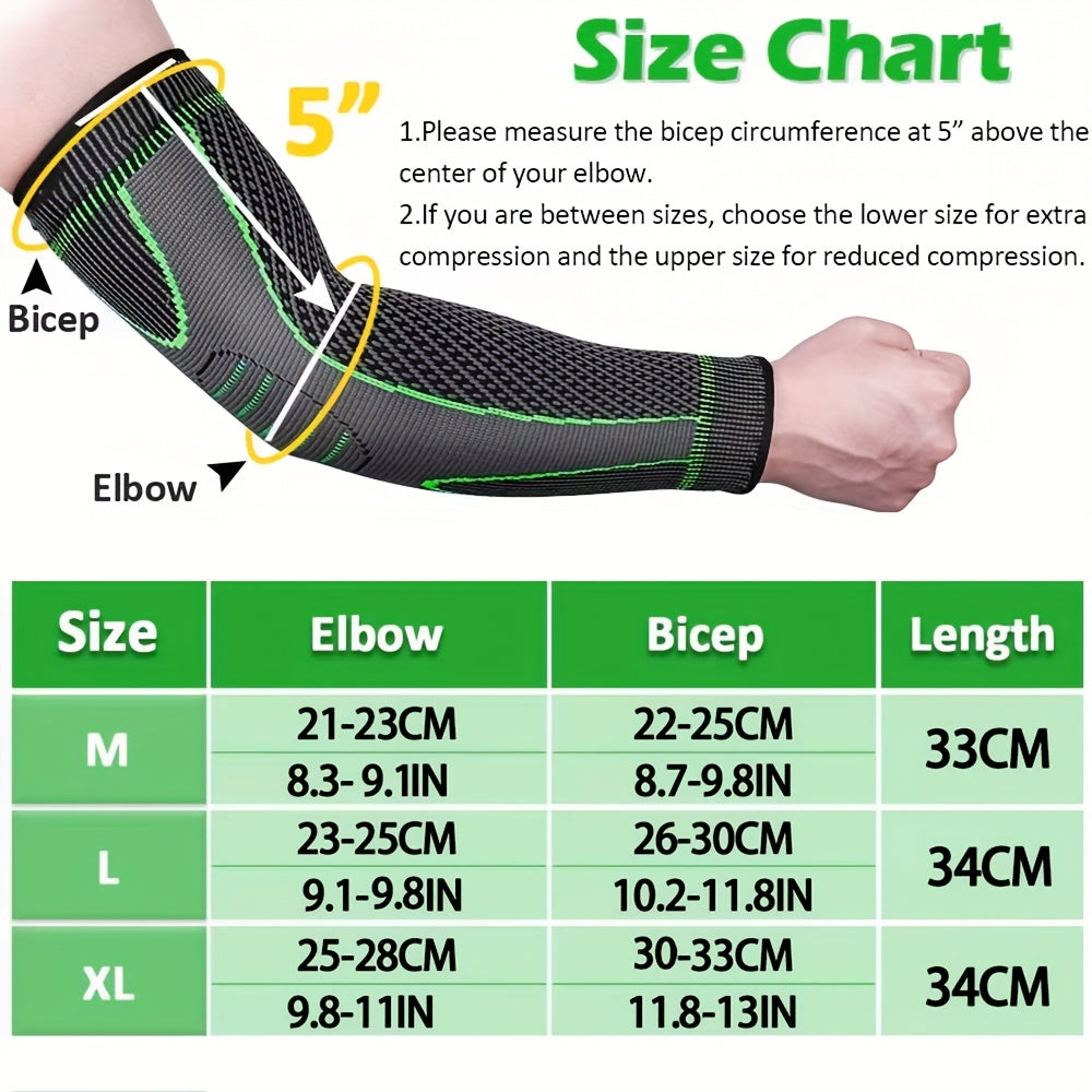 Compression Elbow Brace Arm Sleeves 2pcs Non-Slip Breathable Elbow Support for Tendonitis Tennis Elbow Golfer Elbow Pain Relief for Men