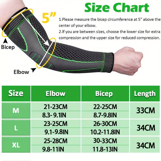 Compression Elbow Brace Arm Sleeves 2pcs Non-Slip Breathable Elbow Support for Tendonitis Tennis Elbow Golfer Elbow Pain Relief for Men