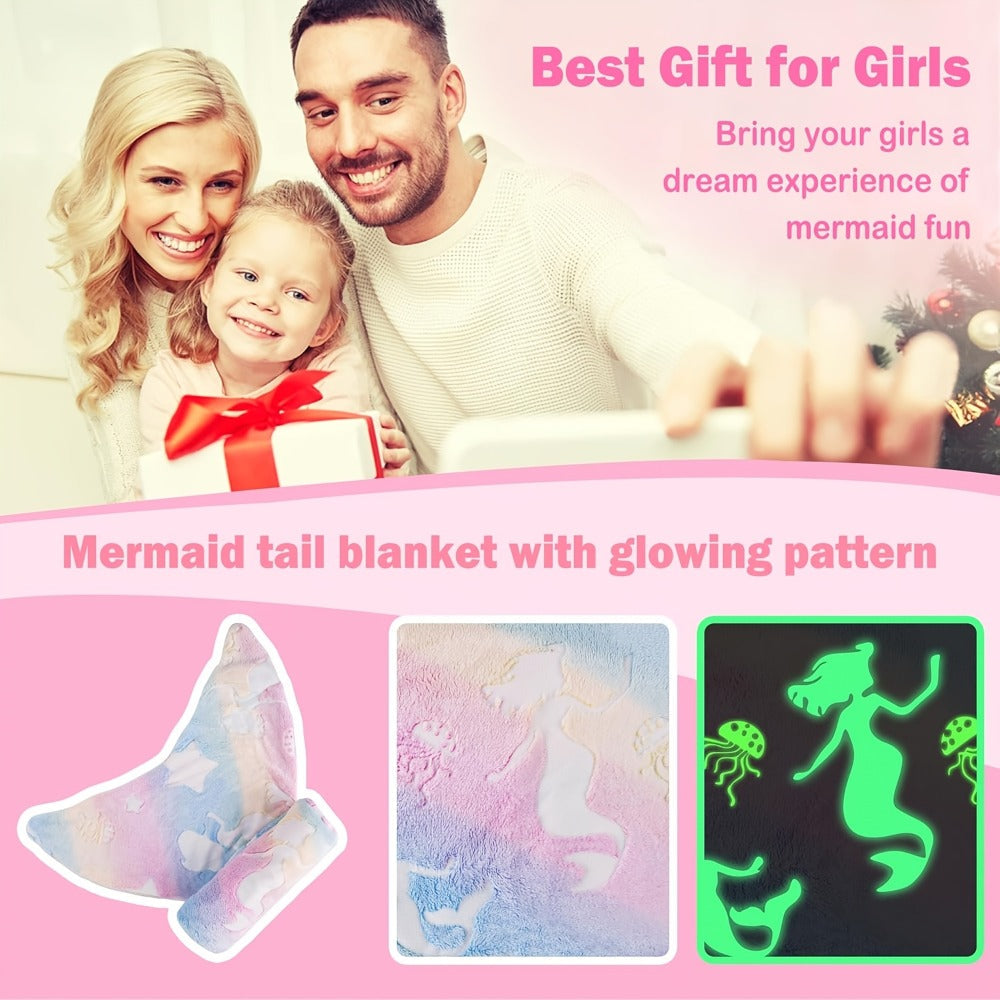 Mermaid Tail Sleeping Bag Blanket for Kids & Adults - Flannel 200GSM Anti-Kick Cozy Bed Cover