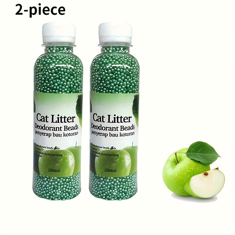 Flushable Cat Litter Deodorizer Beads 2-Pack – Dust-Free Odor Eliminator for Cat Litter Box, Mixed Absorbent Particles, Multiple Scents