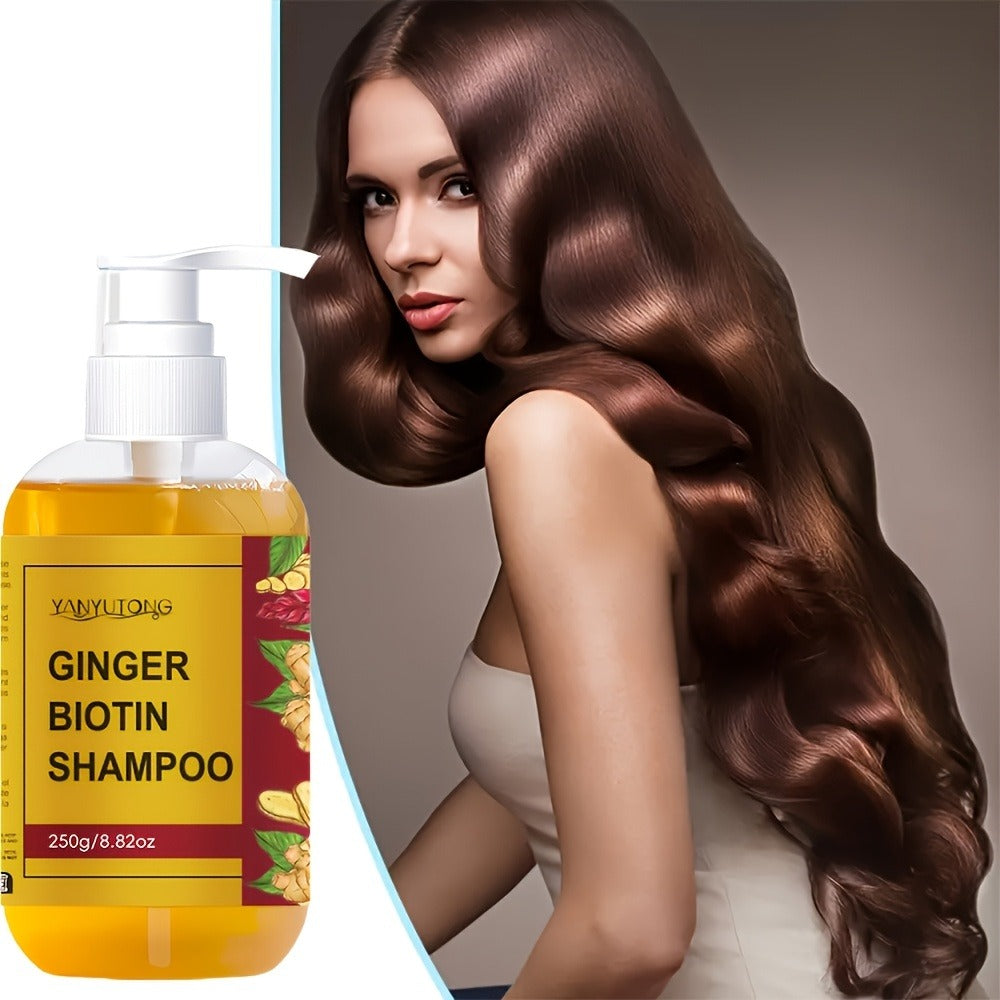 Ginger Biotin Shampoo 250g with Vitamin B7 for Hair Growth, Deep Cleansing, Anti-Breakage, Anti-Split Ends
