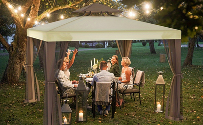 Gazebo Tent 10x10 FT Mosquito Netting Quick Setup Outdoor Canopy for Garden, Yard and Pest Management