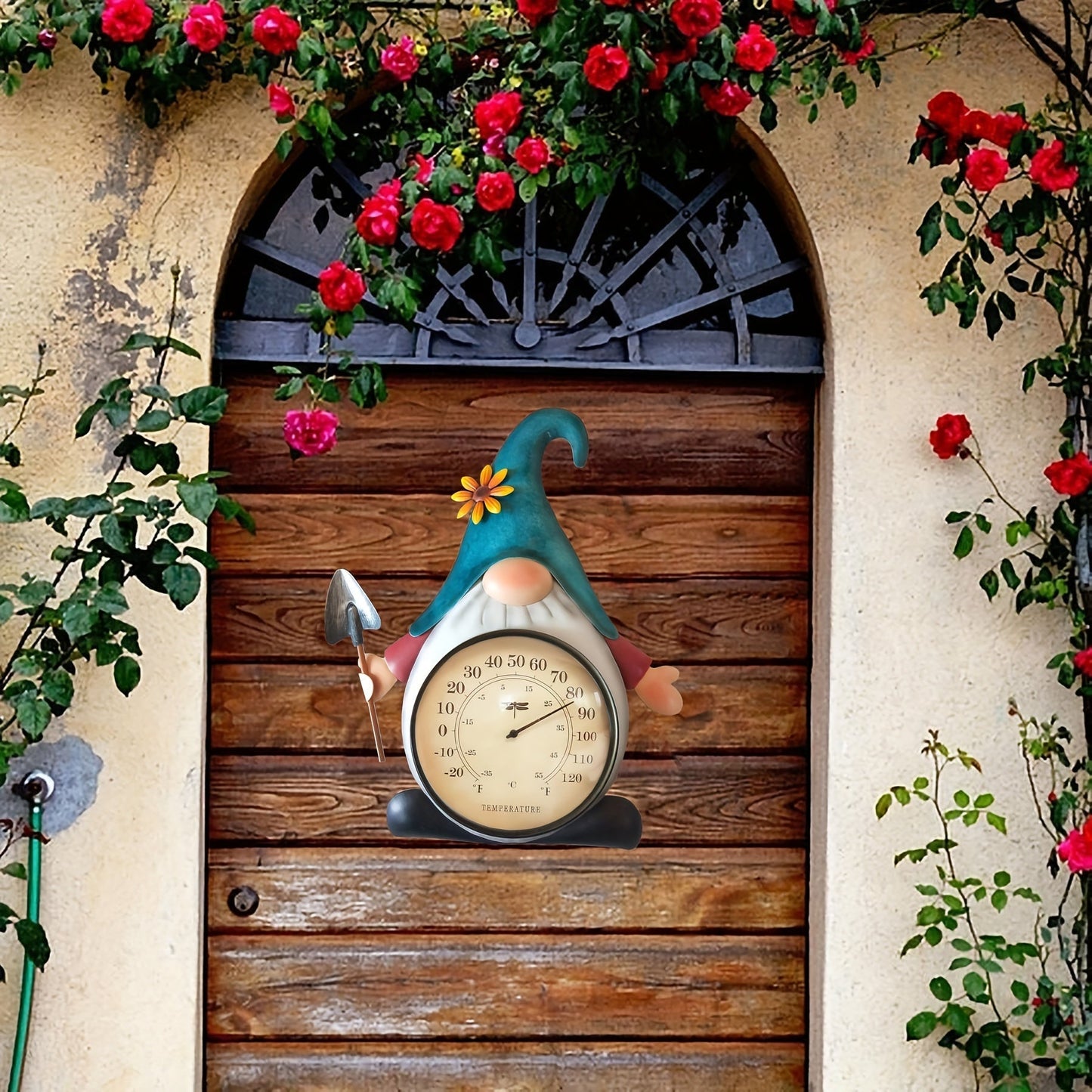 Outdoor Thermometer Metal Gnome | Wall Decor Patio Garden Indoor