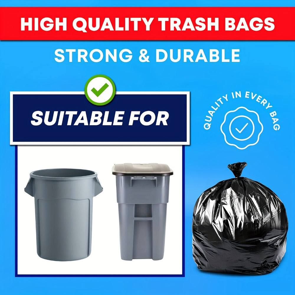 65 Gallon Trash Bags, Extra Large Black Garbage Bags Tear-Resistant Thickened, 25 & 50 Count for Yard Waste