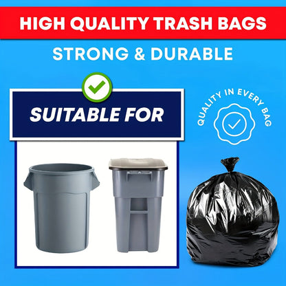 65 Gallon Trash Bags, Extra Large Black Garbage Bags Tear-Resistant Thickened, 25 & 50 Count for Yard Waste