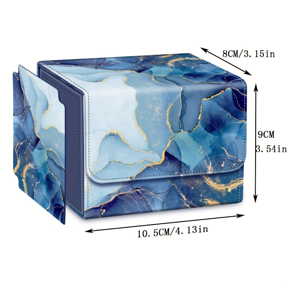 Magnetic Trading Card Deck Box with Six Marble-Style Color Options, Divider and Pictured 10.5 cm Width