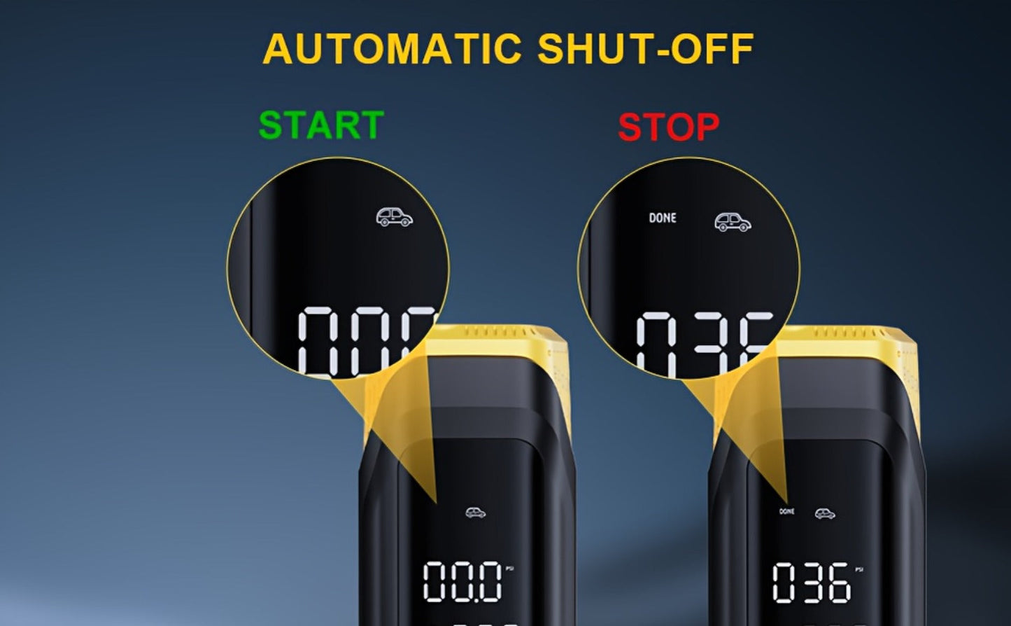 OLGEO M9 180 PSI Cordless Tire Inflator with 8000mAh Battery, Digital Gauge, LED Light and Nozzle Set