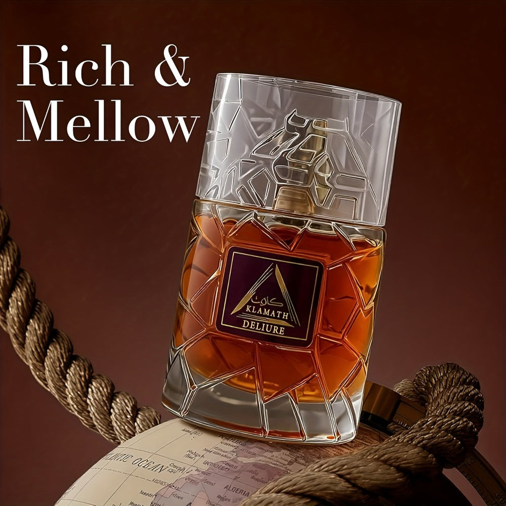 Men's Eau de Toilette Spicy Cologne Vanilla Amber Cinnamon Bergamot Tonka Bean Day to Night Fragrance Klamath Deliur Brown Edition Gift