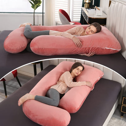 Pregnancy Pillow J-Shape 60 Inch Full Body Maternity Pillow with Velvet Cover for Entryways, Bedrooms and Living Spaces