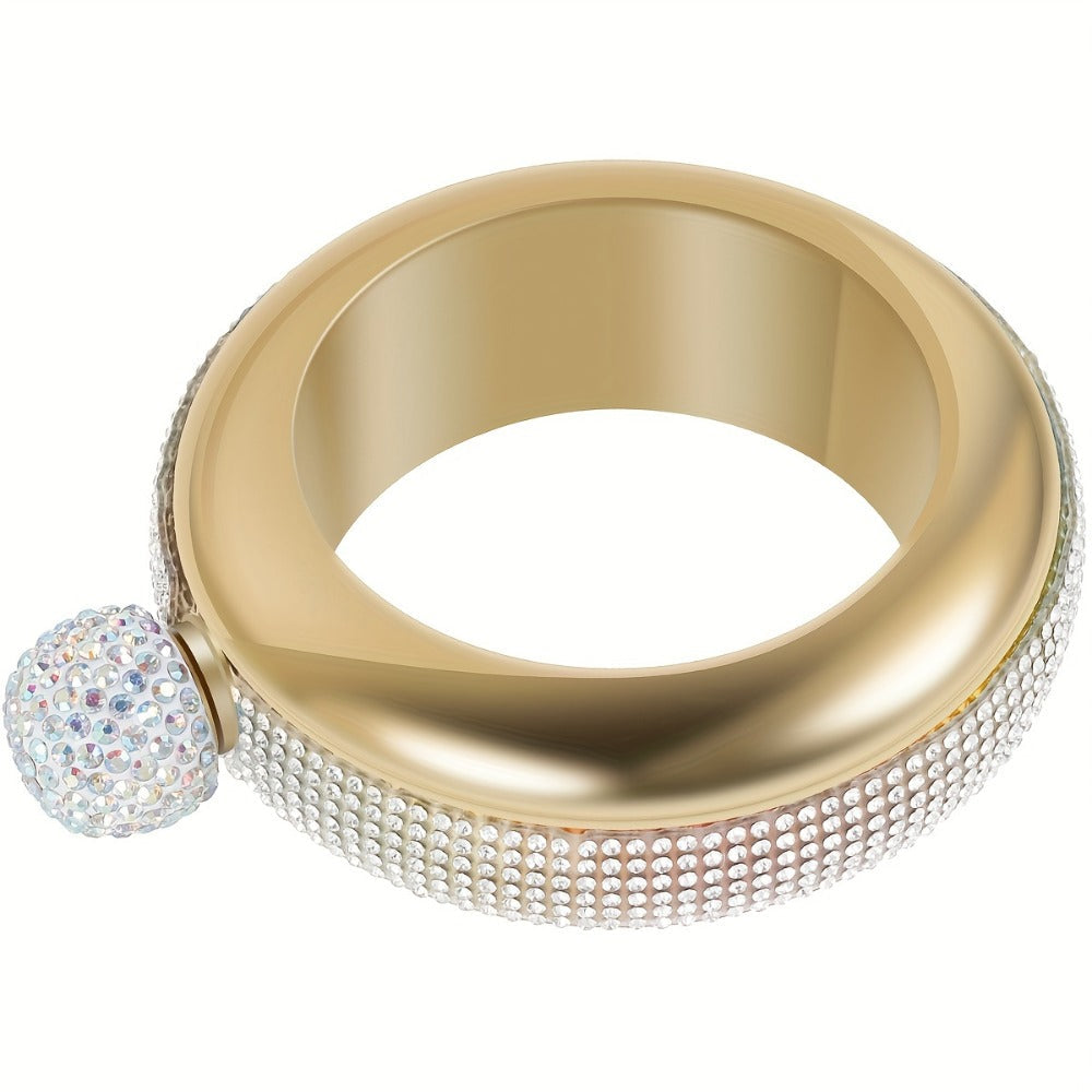 Bracelet Flask for Women, 3.5oz Stainless Steel Bangle Hidden Flask with Rhinestone Lid, Wearable Portable Liquor Flask for Parties