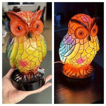 3D Resin Animal Night Light, Bohemian Vintage Dragon, Owl & Sea Turtle Stained Desk Lamp for Bedroom