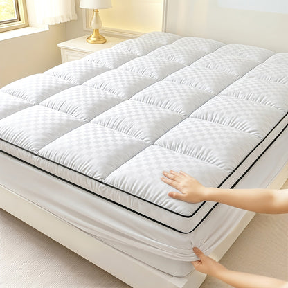 Mattress Topper 1000GSM Quilted Pillow Top with Fitted Deep-Pocket Skirt in Four Bed Sizes