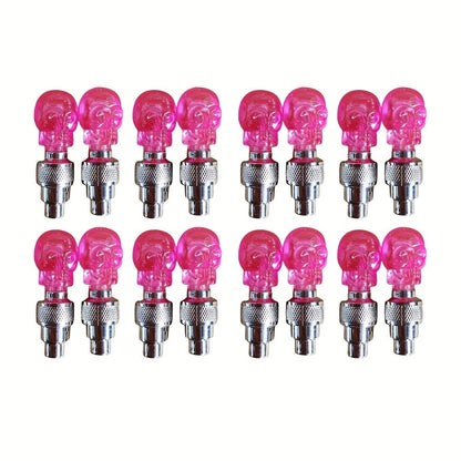 LED Tire Valve Stem Light Sets in 4-, 8- or 16-Piece Blue, Green, Red, Mixed and Skull-Top Configurations
