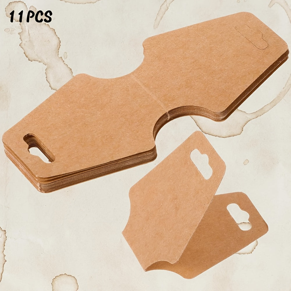 Jewelry Display Cards Wooden Self-Adhesive Kraft Backing | Rounded Corner Hang Tags for Necklaces Bracelets Keychains Boutique Packaging