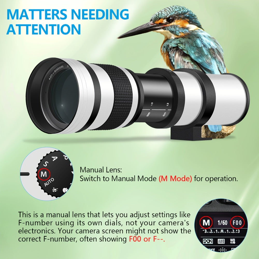 420-800mm High-Power Telephoto Zoom Lens F8.3-16 for Canon EF Mount DSLR Cameras Manual Focus for an Everyday Personal Care Routine