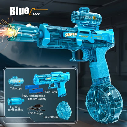 Rechargeable Transforming Electric Water Blaster with LED Muzzle Light and Blue or Blue Spec2 Option