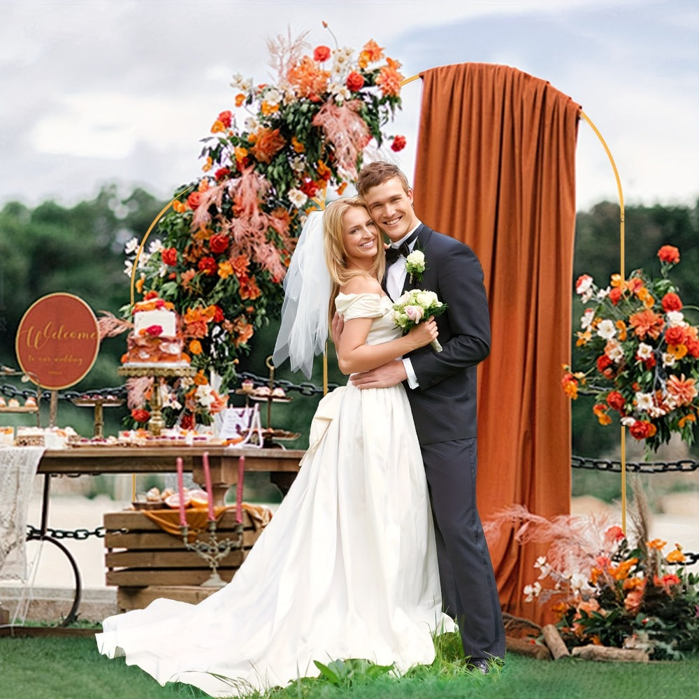 Golden Metal Wedding Arch Backdrop Stand Set of 2 (7.2FT & 6FT), Balloon Arch Frame for Wedding Ceremony