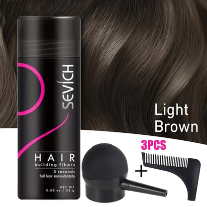 Keratin Hair Fibers 3-Piece Kit with Spray Pump & Optimizer, Instant Thickening Powder for Thinning Hair & Beard
