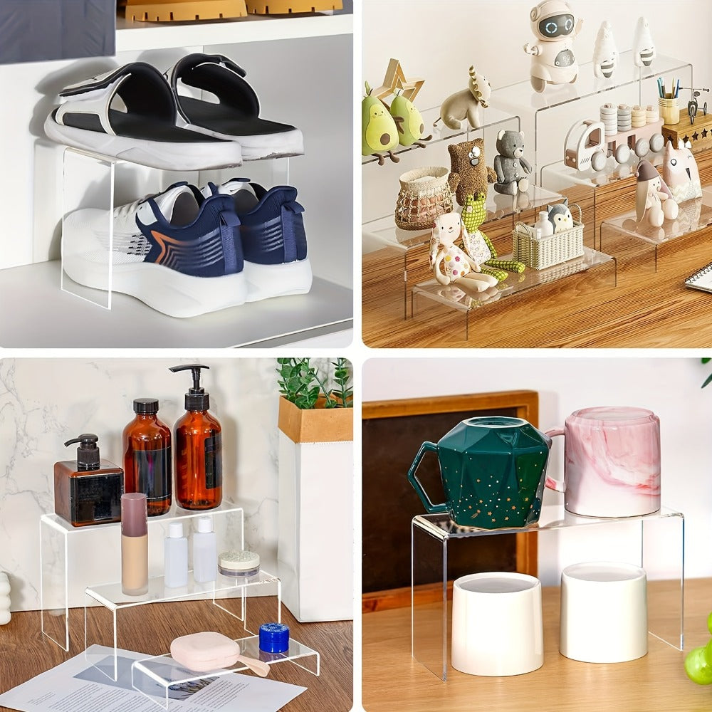 Clear Acrylic Risers Display Stands Set Funko Pop Cupcake Jewelry for Entryways, Bedrooms and Living Spaces