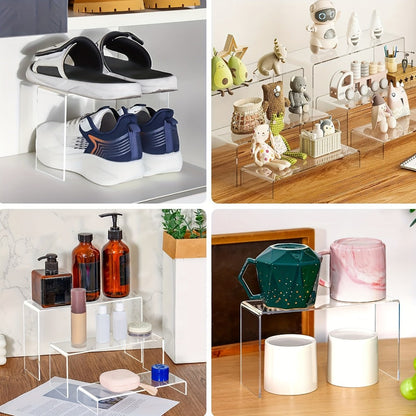 Clear Acrylic Risers Display Stands Set Funko Pop Cupcake Jewelry for Entryways, Bedrooms and Living Spaces
