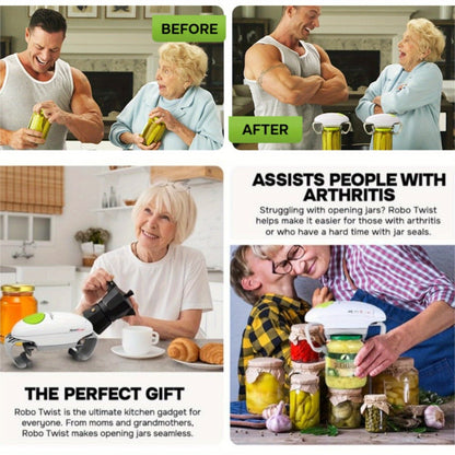 Electric Jar Opener & Bottle Opener, One-Touch Lid Opener for Arthritic Hands, Seniors & Weak Grip