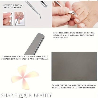 Pedicure Tool Set Stainless Steel Professional Foot Care Kit Dead Skin Callus Remover Nail Cuticle Tools