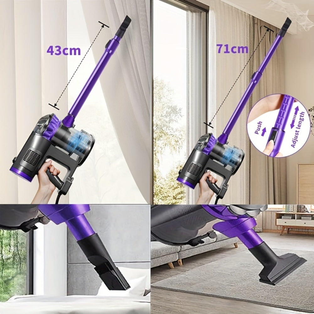 600W 4-in-1 Handheld Stick Vacuum Cleaner 20Kpa Strong Suction Low Noise Design - Portable for Pet Hair