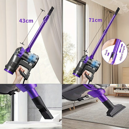 600W 4-in-1 Handheld Stick Vacuum Cleaner 20Kpa Strong Suction Low Noise Design - Portable for Pet Hair