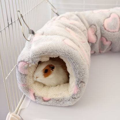 Hamster Tunnel Nest Plush Sleeping Bag – Soft Warm Small Animal Hideout with Hammock Passage for Hamsters, Guinea Pigs, Rats