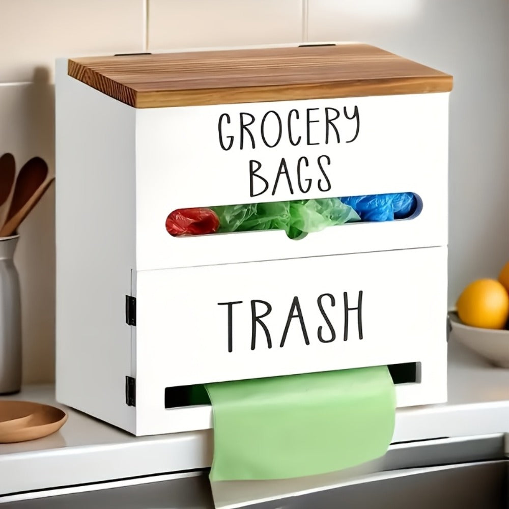 Garbage Bag Dispenser Kitchen Organizer Wall-Mount or Under-Sink Rack in Single or Dual Compartments