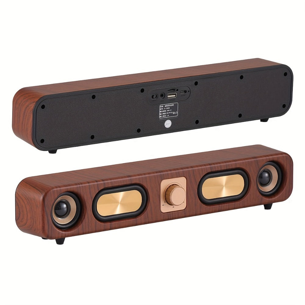 Classic Vintage 10W Bluetooth Desktop Soundbar with Dual 2-Inch Speakers, USB & 3.5mm AUX & TF Card Input