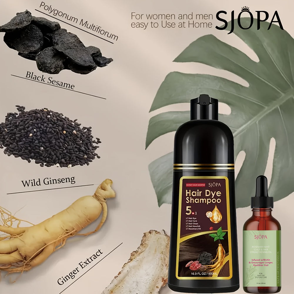 Hair Color Shampoo, SJOPA 5-in-1 16.9oz Bottle-and-Dropper Presentation with 12 Color Options