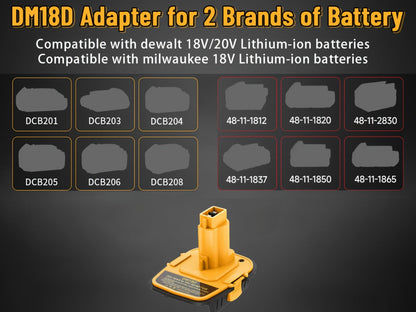 Battery Adapter DM18D DeWalt 18V to 20V Converter with USB Port Compatible with DeWalt 20V for Entryways, Bedrooms and Living Spaces