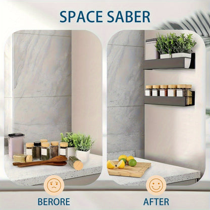 Magnetic Storage Box Organizer for Refrigerator, Washing Machine & Coffee Machine – Strong Magnetic Adsorption No-Drill Spice Rack & Kitchen