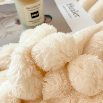 Plush Knit Faux Fur Blanket in Space Gray, Creamy White or Pink with Two Large Metric Size Options