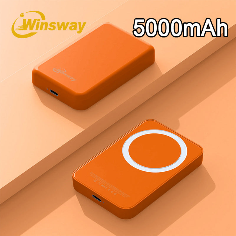 Power Bank Magnetic 5000mAh Mini with Wireless Charging, PD, QC3.0 and Eight Colors for Travel