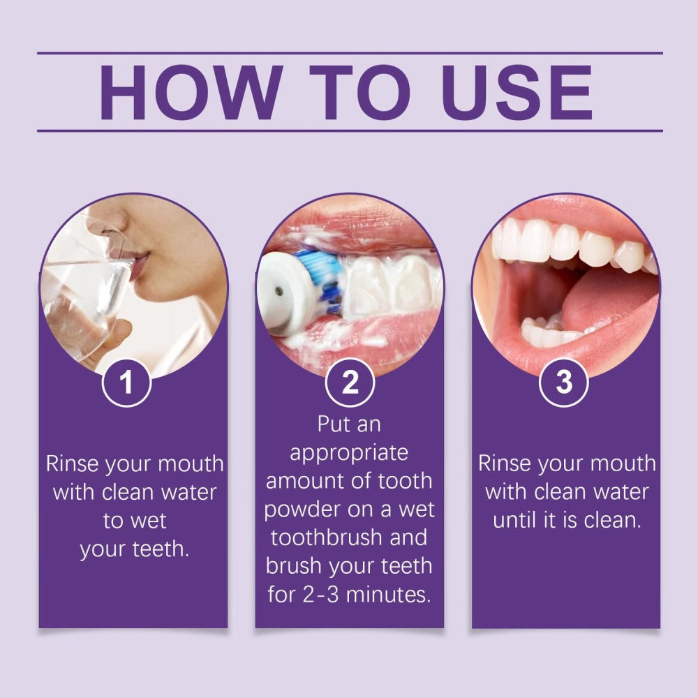 Purple Teeth Whitening Powder - 9D Color Correcting Tooth Powder for, 360° Deep Cleansing & 12H Fresh Breath