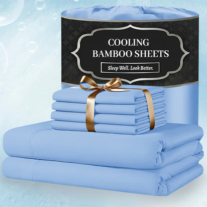 Bed Sheet Set 4-Piece Bamboo-Derived Fabric with Available Extra-Deep Pocket and Eighteen Colors