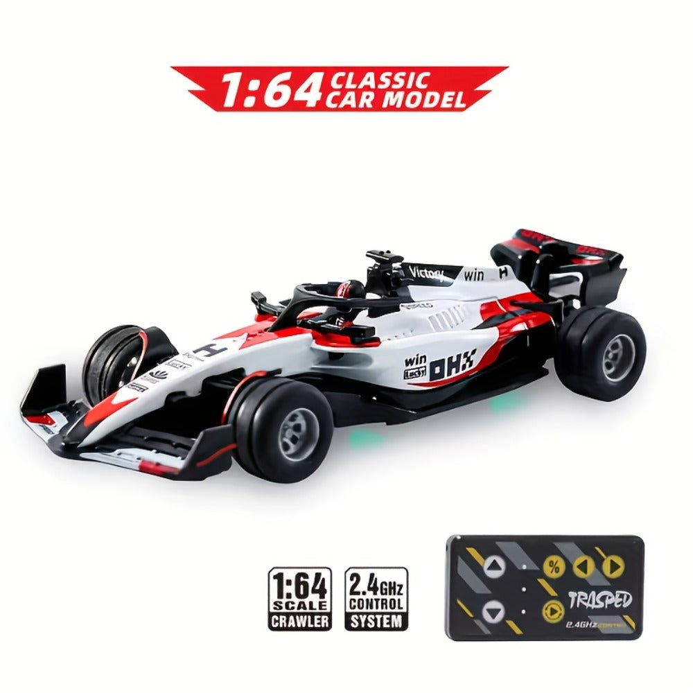 Mini RC Racing Car 1:64 Scale 2.4G Alloy Die-Cast 4WD Drift Toy Car with Lights & Adjustable Speed