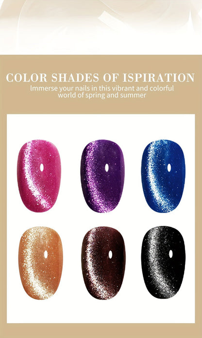 Cat Eye Gel Polish 8ml Holographic Chameleon Flash – Magnetic Sand 3D Color-Shifting Semi-Permanent UV LED Gel Varnish for Salon & Home DIY