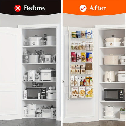 Over-the-Door Metal Organizer Rack 6 & 8 Tier – Pantry Storage, Spice Rack, Kitchen Cabinet Organizer, Holds Up to 80 Lbs