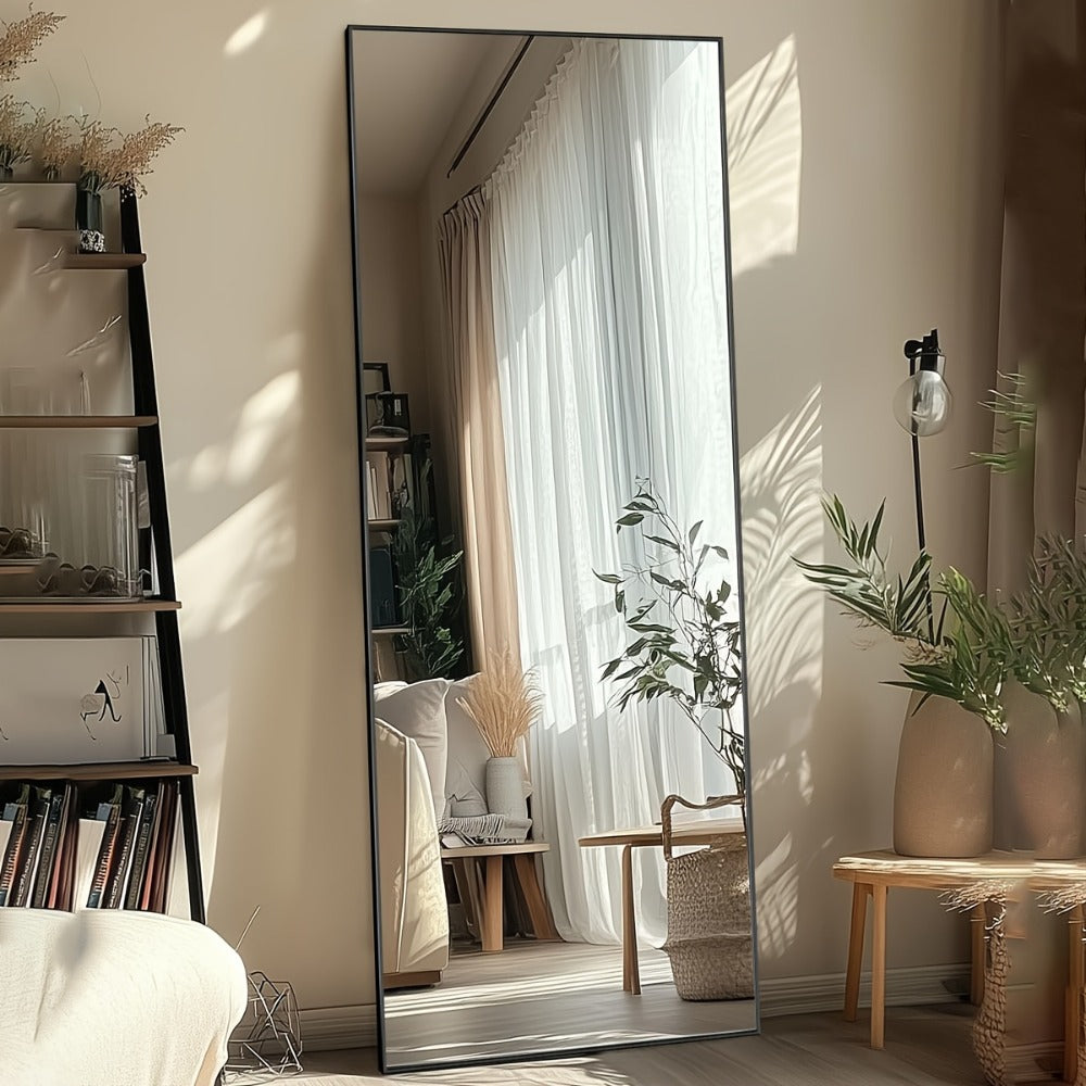 Full Length Mirror Floor Mirror Freestanding 58x18 Inch Arched Full Body Mirror Wall Mounted for Entryways, Bedrooms and Living Spaces