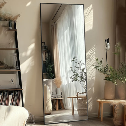Full Length Mirror Floor Mirror Freestanding 58x18 Inch Arched Full Body Mirror Wall Mounted for Entryways, Bedrooms and Living Spaces