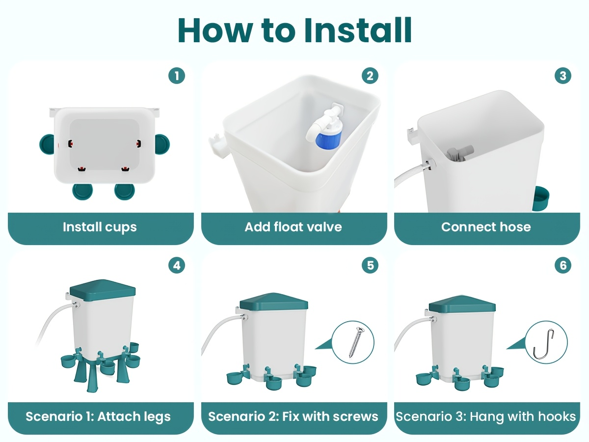 Chicken Waterer 3 Gallon Float Controlled Hose Connection Hands-Free