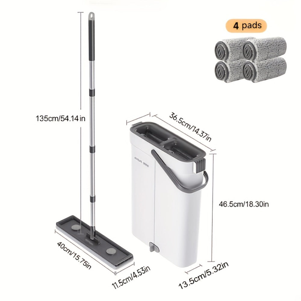 Spin Mop and Bucket Set with Wringer 360° Flat Mop Microfiber Pads Long Handle for Hardwood for Home Cooking, Dining and Outdoor Meals