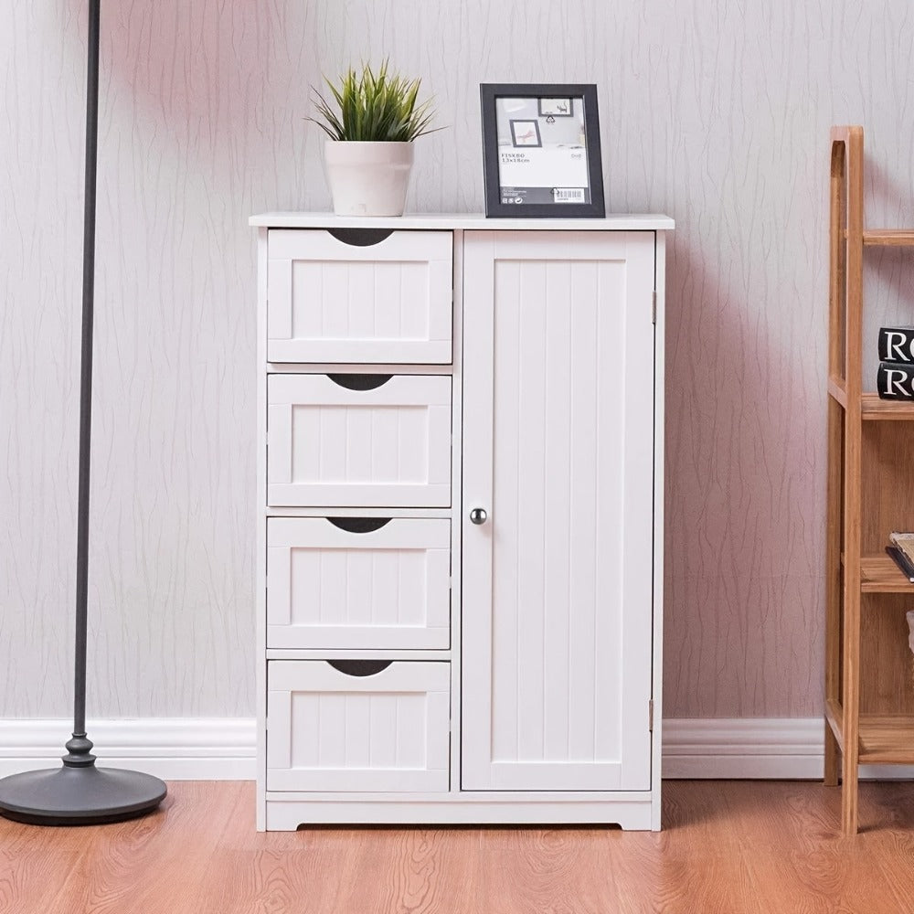 Bathroom Storage Cabinet with Drawers – Waterproof Freestanding Floor Cabinet with 4 Drawer Organizer for Bathroom, Bedroom, Living Room