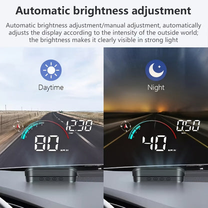 Car HUD Head Up Display – Windshield Speedometer Projector with GPS Compass, Overspeed Alarm, Auto Brightness