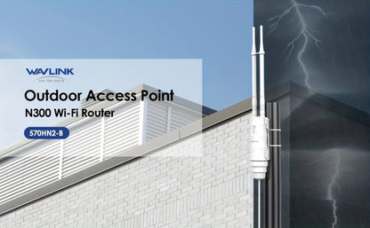 WAVLINK N300 Outdoor PoE WiFi Access Point 300Mbps - 2x7dBi Antennas 150m Range, AP Router Repeater 4-in-1 Modes