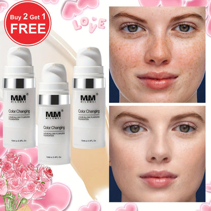 Color Changing BB Cream Foundation Set 3pcs Matte Oil Control Long Lasting Smudge Proof Concealer Base Skin Tone Adaptive Face Makeup