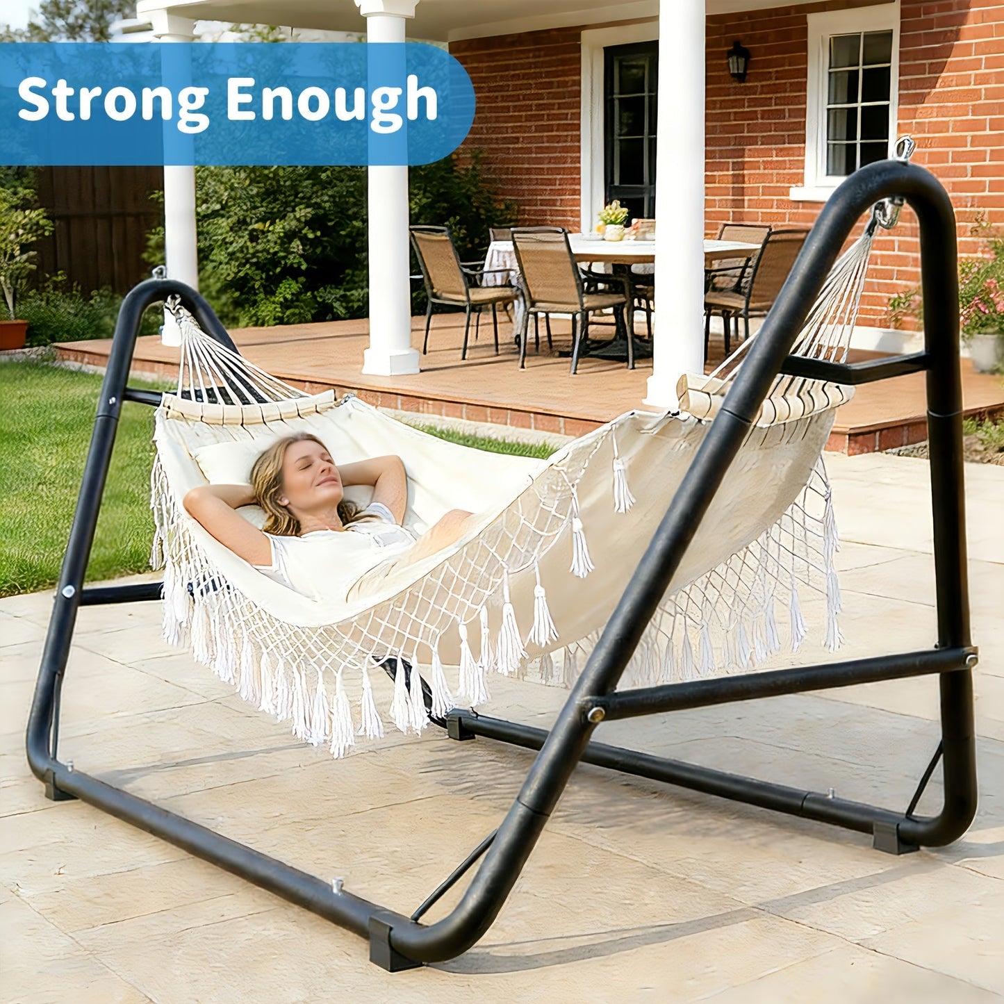 Freestanding Hammock and Stand Set with 89.37-Inch Width, Three Colors and 600 lb Load-Limit Marking
